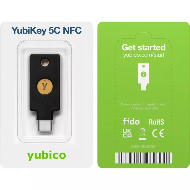 YubiKey 5C NFC κλειδί ασφαλείας (μαύρο/χρυσό, συσκευασία 2 τεμ.)