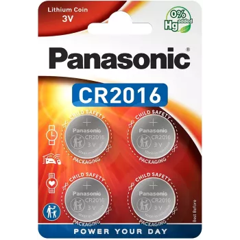 Panasonic CR2016 3V λιθίου κουμπί - συσκευασία 4 τεμ. (CR-2016EL/4B)