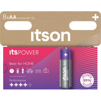 ITSON LR6IPO/8HH AA αλκαλικές μπαταρίες, συσκευασία 8 τεμ., 1,5 V, μεγάλη διάρκεια, χωρίς υδράργυρο