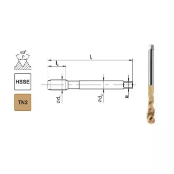 Βιδολόγος μηχανής M10x1 DIN 371 C R40 6H HSSE TiN 800X