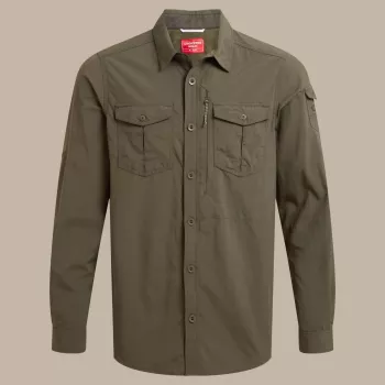 Craghoppers NosiLife Adventure LS Shirt III ανδρικό ταξιδιωτικό πουκάμισο με μακρύ μανίκι Woodland Green XXL