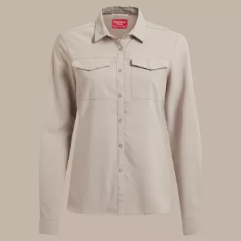 Craghoppers NosiLife Pro LS Shirt III γυναικείο ταξιδιωτικό πουκάμισο - Soft Mushroom, XS