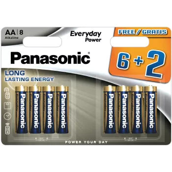 Panasonic Everyday Power αλκαλικές μπαταρίες AA LR6 συσκευασία 8 τεμ. blister (6+2 δώρο)
