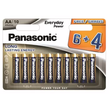 Panasonic Everyday Power αλκαλικές μπαταρίες AA LR6 συσκευασία 10 τεμ. (6+4 δώρο) - 1,5V, 10 χρόνια διάρκεια αποθήκευσης, Triple Tough Coating
