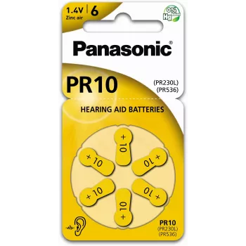 Panasonic Batteries PR-230(10)/6LB μπαταρίες ακουστικών ψευδαργύρου-αέρα μεγέθους 10, 1,45V, 100mAh, συσκευασία 6 τεμ.
