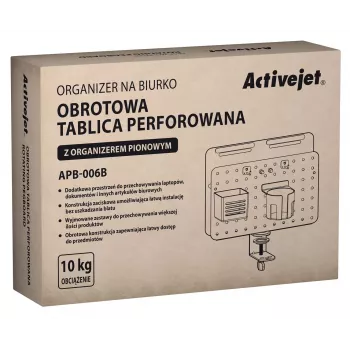 Activejet APB-006B Περιστρεφόμενος διάτρητος οργανωτής γραφείου με κάθετη θήκη εγγράφων, Μαύρο