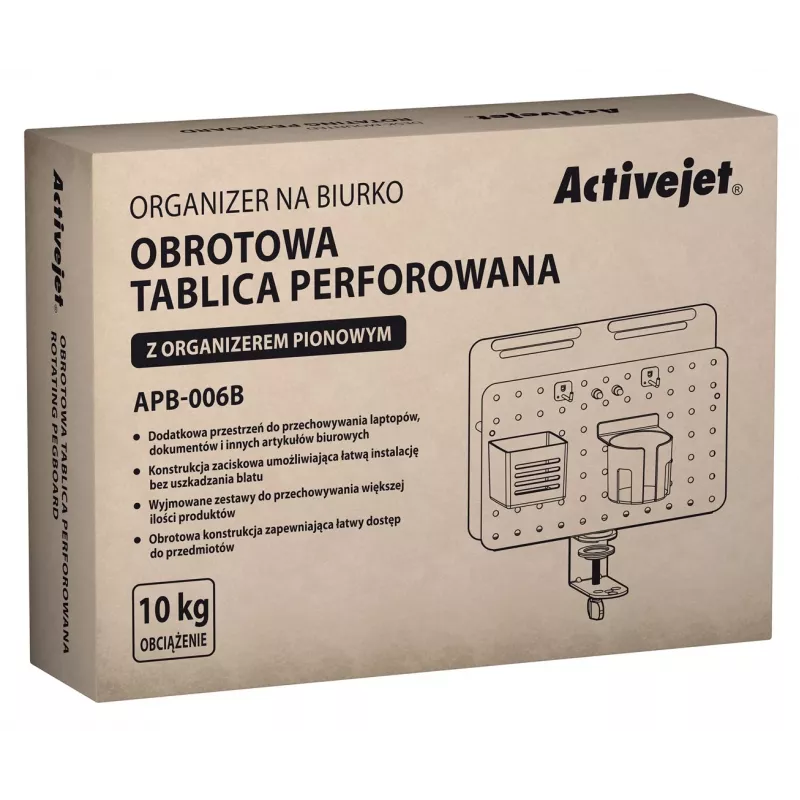 Activejet APB-006B Περιστρεφόμενος διάτρητος οργανωτής γραφείου με κάθετη θήκη εγγράφων, Μαύρο