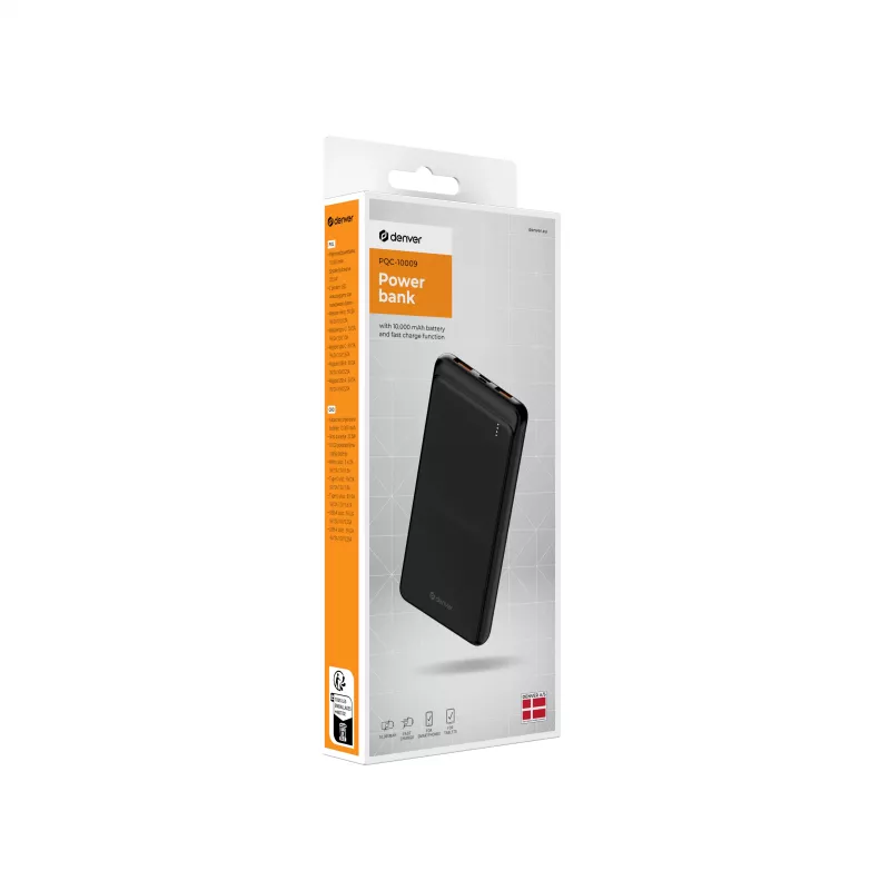 Denver PQC-10009 10000mAh 22.5W Powerbank Μαύρο