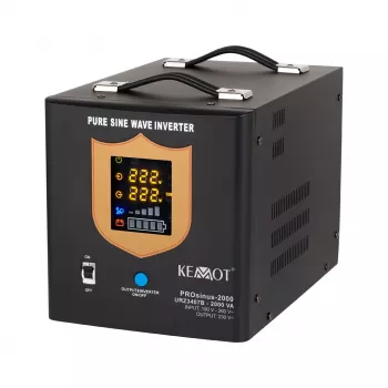 KEMOT PROsinus-2000 Μετατροπέας UPS Καθαρού Ημιτόνου 12V σε 230V 2000VA/1200W με Λειτουργία Φόρτισης - Μαύρο