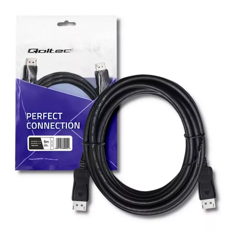 Qoltec DisplayPort v1.1 Καλώδιο Αρσενικό-Αρσενικό 4K 5m Μαύρο