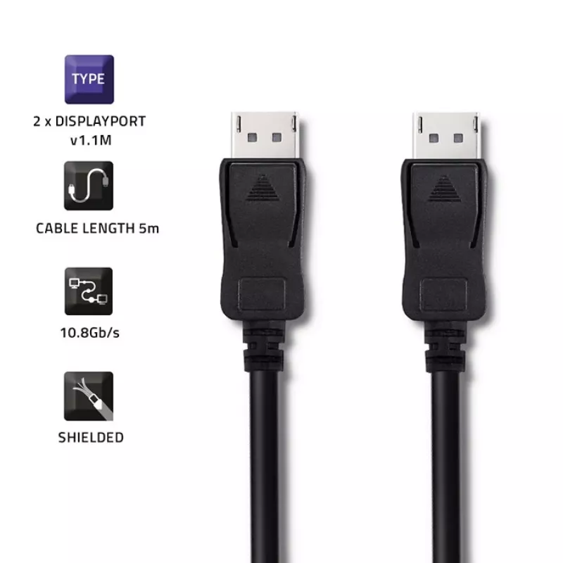 Qoltec DisplayPort v1.1 Καλώδιο Αρσενικό-Αρσενικό 4K 5m Μαύρο