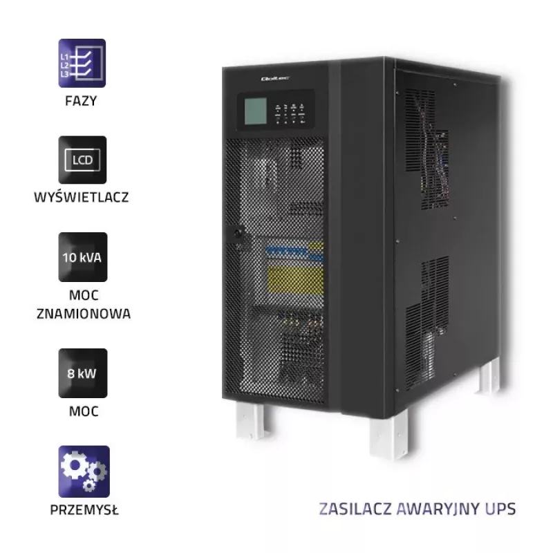 Qoltec 53948 Τριφασικό online UPS διπλής μετατροπής 10kVA 8kW με LCD