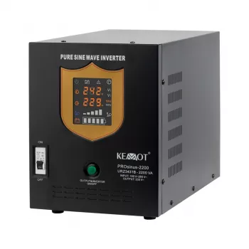 KEMOT PROsinus-2200 Μετατροπέας UPS καθαρού ημιτόνου με φορτιστή, 12V DC σε 230V AC, 2200VA/1600W, Tower, μαύρο