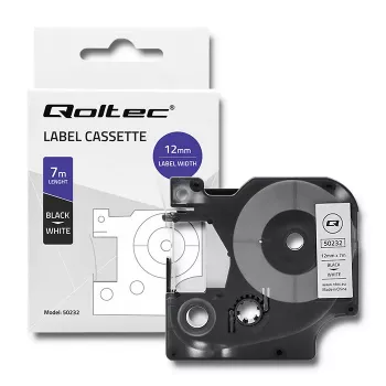 Qoltec Μελανοταινία ετικετών για Dymo D1 45013, 12mm x 7m, Λευκό με μαύρη εκτύπωση