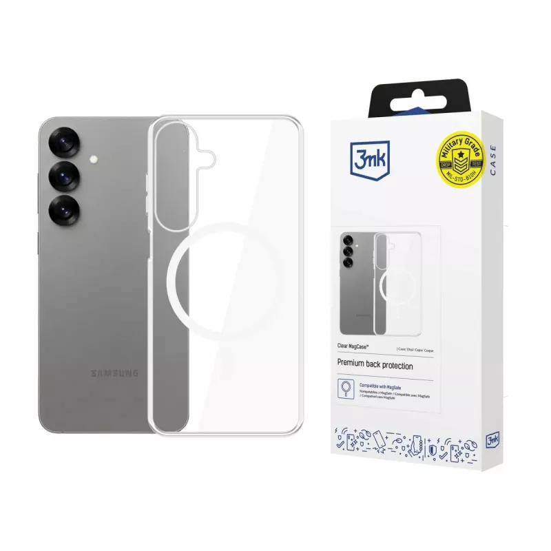 3mk Clear MagCase Samsung Galaxy S25 Διάφανη θήκη κινητού MagSafe