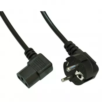 Akyga AK-PC-02A γωνιακό καλώδιο τροφοδοσίας, CEE 7/7 σε IEC C13 90°, 1,5 m, Μαύρο