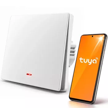 Qoltec διακόπτης φωτός Smart Wi-Fi 1 καναλιού με χρονοδιακόπτη, Tuya & Smart Life, Λευκό