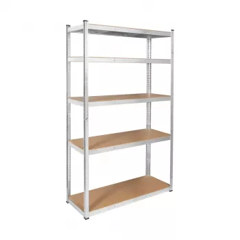 REBEL RB-1253 μεταλλικό ράφι 205x120x45 cm ασημί, 5 ράφια, συνολικό φορτίο 875 kg