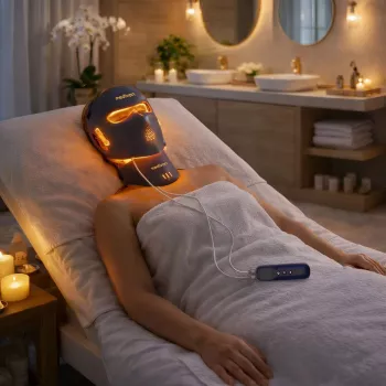 Medivon μάσκα προσώπου LED Lumi 3D Pro - μάσκα θεραπείας LED 7 χρωμάτων με 192 LED, επαναφορτιζόμενη, ρυθμιζόμενη ένταση και χρονοδιακόπτης
