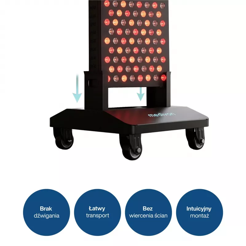 MEDIVON Lumera Stand κινητή βάση για πάνελ LED Lumera Plus και Lumera Max, 4 τροχοί, μαύρη