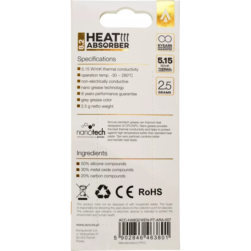 Accura Heat Absorber 8.2 γκρι 2 g θερμοαγώγιμη πάστα