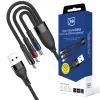 3mk Hyper Cable N-SERIES 3-in-1 USB-A σε USB-C/Lightning/MicroUSB 1,2m 9V/2A 18W μαύρο