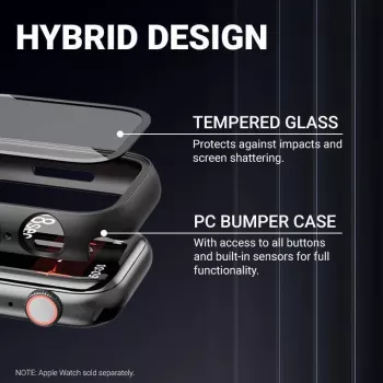 CRONG Hybrid θήκη ρολογιού με σκληρυμένο γυαλί για Apple Watch 44mm - Διάφανο