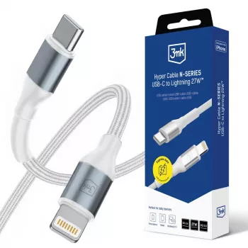 3mk Hyper Cable N-SERIES USB-C σε Lightning 0,5m PD 3.0 9V/3A 27W λευκό