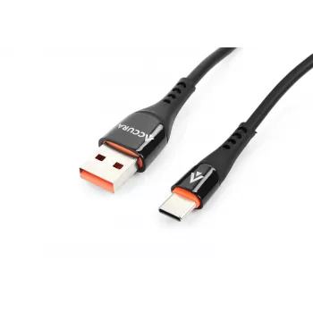 Accura USB-A σε USB-C 2,0m Λαστιχένιο καλώδιο 5V/2A Μαύρο