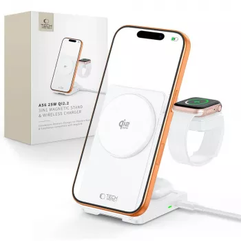 TECH-PROTECT A56 3 σε 1 Μαγνητικός ασύρματος φορτιστής MagSafe 25W Qi2.2 Λευκό