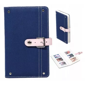 LOVEINSTANT Άλμπουμ φωτογραφιών denim για Fujifilm Instax Mini – Χωράει 108 φωτογραφίες, εξώφυλλο δέρμα PU, 18 σελίδες, Μπλε