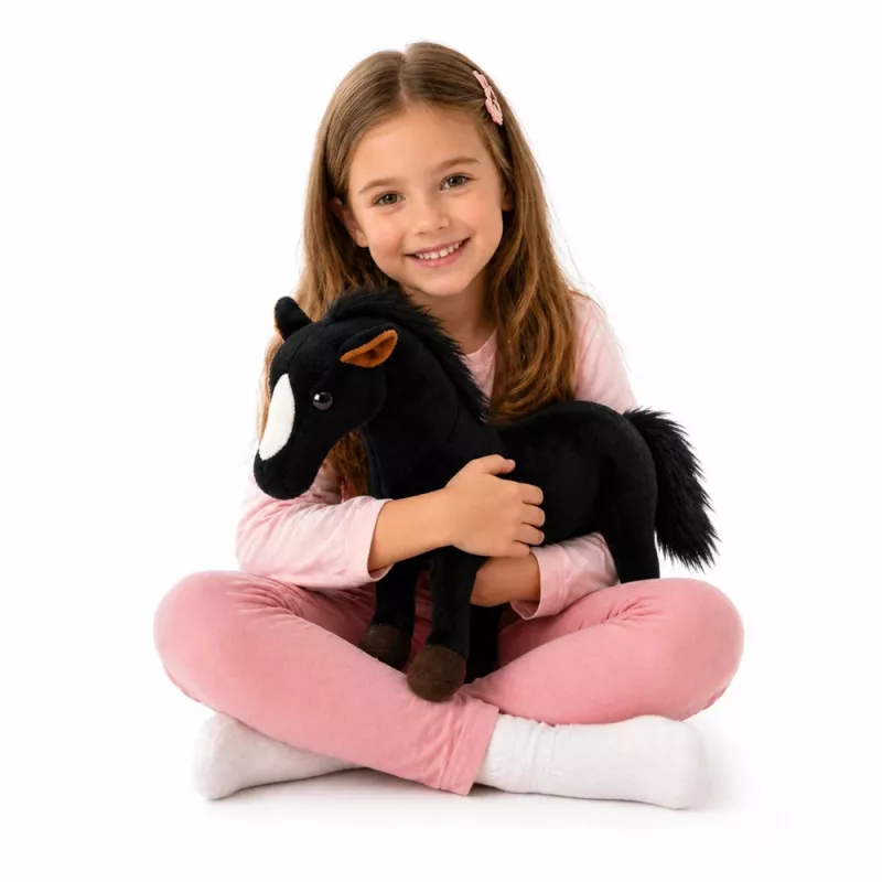 LEAN TOYS Πλουσένιο Άλογο Λούτρινο Μασκότ Μαύρο 40cm x 37cm