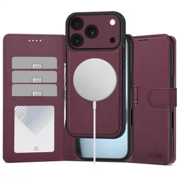 TECH-PROTECT MagSafe Πορτοφόλι για iPhone 17 Pro Max / 18 Pro Max – Μούρο, Προστασία RFID, για 3 Κάρτες