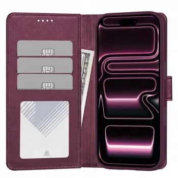 TECH-PROTECT MagSafe Πορτοφόλι για iPhone 17 Pro Max / 18 Pro Max – Μούρο, Προστασία RFID, για 3 Κάρτες