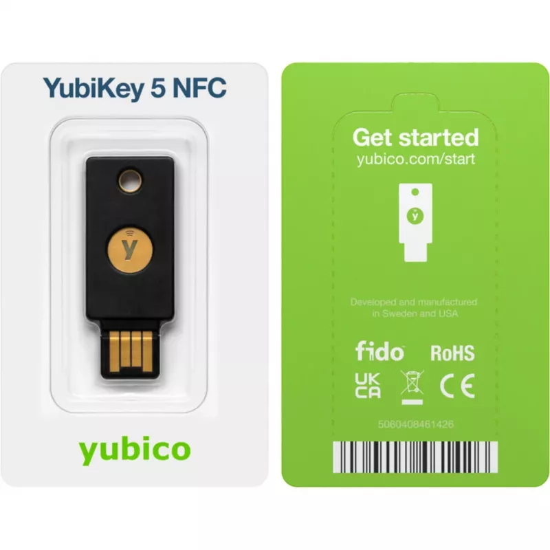 YubiKey 5 NFC Κλειδί Ασφαλείας 2 τεμ. (Μαύρο/Χρυσό, USB-A & NFC)