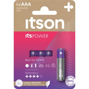 ITSON LR03IPO/4CP Αλκαλικές Μπαταρίες AAA, 1,5 V, Blister 4 τεμ.