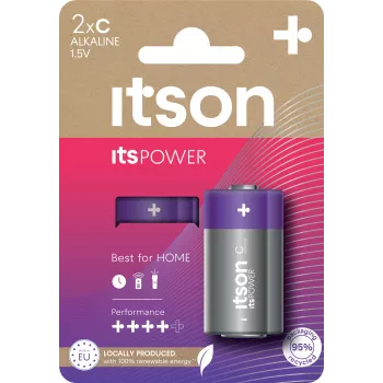 ITSON LR14IPO/2CP Αλκαλικές Μπαταρίες C (Συσκευασία 2 τεμ., Blister)