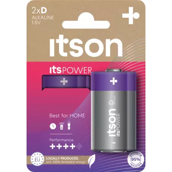 Αλκαλική μπαταρία D itson itsPOWER, συσκευασία 2 τεμαχίων (LR20IPO/2CP)