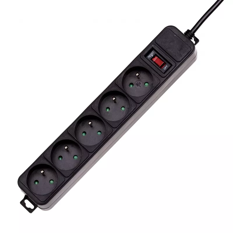 Akyga AK-SP-05A πολύπριζο προστασίας υπέρτασης, 5 x CEE 7/5 (Type E), διακόπτης, 1,8 m, Μαύρο