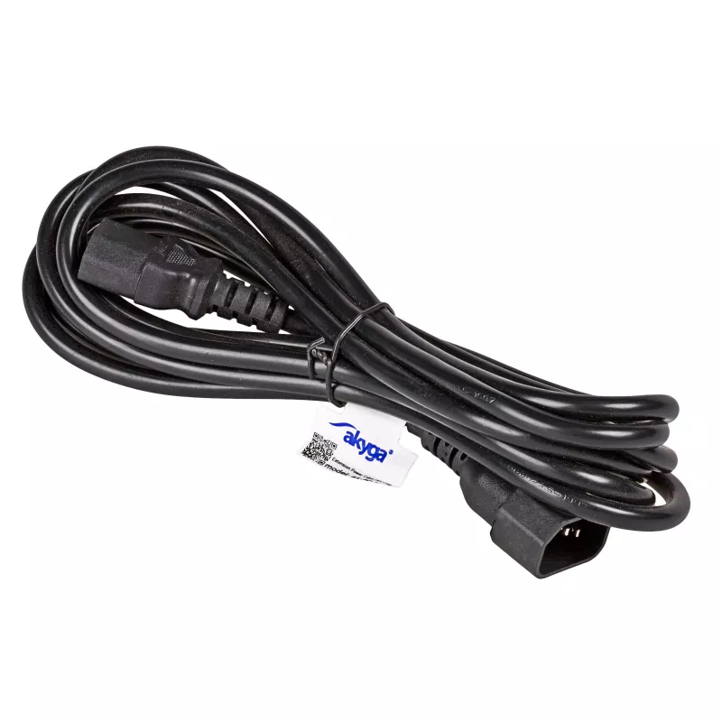Akyga AK-PC-07C καλώδιο επέκτασης CU IEC C13 σε C14 3m Μαύρο