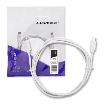 Qoltec USB 2.0 Type-C αρσενικό σε Type-C αρσενικό καλώδιο 2m Λευκό
