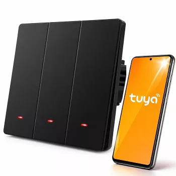 Qoltec 3-κάναλος Smart Wi-Fi διακόπτης φωτός αφής, Μαύρο