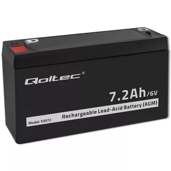 Qoltec μπαταρία AGM 6V 7,2Ah VRLA επαναφορτιζόμενη, σφραγισμένη μολύβδου-οξέος, χωρίς συντήρηση