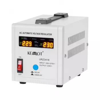 KEMOT SER-500 αυτόματος σταθεροποιητής τάσης 500VA 300W τύπου ρελέ 230V AC έξοδος πρίζα Schuko LED ενδείξεις