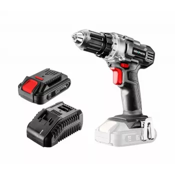 Graphite 58G000-SET1 Σετ δραπάνου μπαταρίας 18V με 2x μπαταρίες 2,0Ah, 35 Nm, τσοκ ταχείας σύσφιξης, φως LED, Μαύρο/Κόκκινο