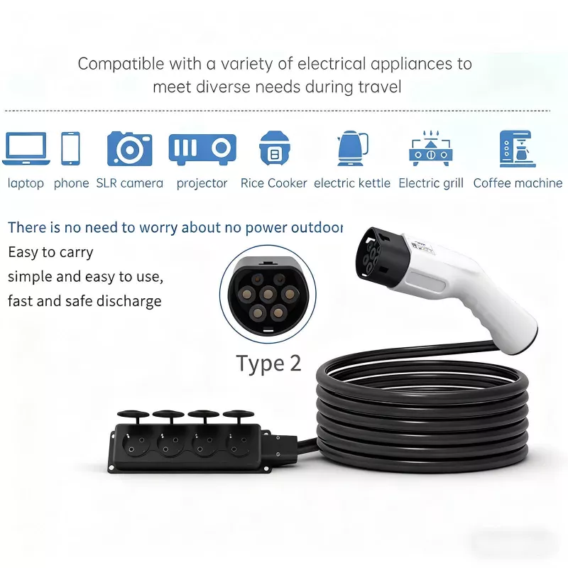 AKYGA AK-SC-E27 V2L-Adapter Type 2 σε 4x Schuko 16A 3m