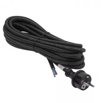 Akyga AK-OT-04S Καλώδιο τροφοδοσίας από καουτσούκ H05RR-F 3 x 1,5 mm², βύσμα CEE-7/7 σε ανοιχτό άκρο, 5 m, μαύρο