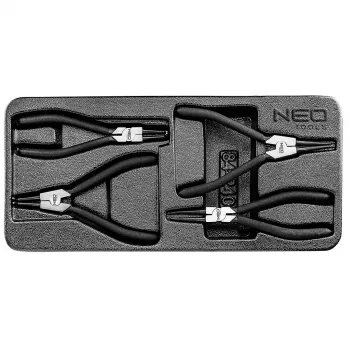 NEO TOOLS Σετ πένσες ασφαλιστικών δακτυλίων, 4 τεμ., ίσιες και κυρτές εσωτερικές/εξωτερικές, χάλυβας CrV, 180 mm, πιστοποιημένο TÜV
