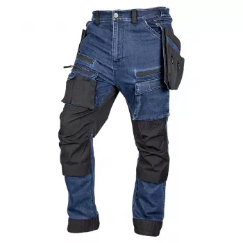 NEO TOOLS παντελόνι εργασίας denim με ενισχύσεις Cordura, αποσπώμενες θήκες εργαλείων, μπλε ναυτικό, μέγεθος XXXL