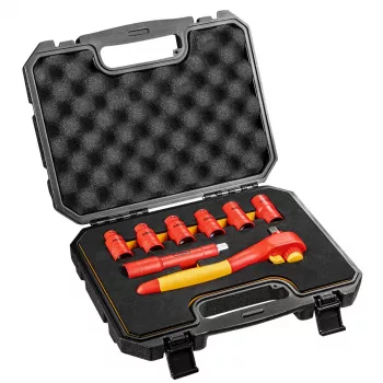 NEO TOOLS 01-307 Μονωμένο σετ καρυδάκια 1000V, 8 τεμ., τετράγωνο 1/2 ίντσες, μετρικό, πιστοποιημένο VDE